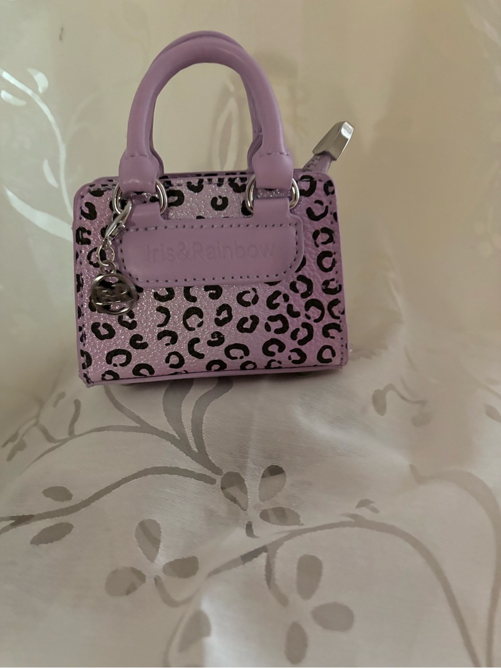 Iris and Rainbow mystery micro tote. Lilac Leopard Print